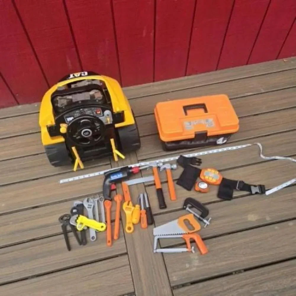 CAT truck toy engine klein And Home Depot talking tool box. Mechanic Toys